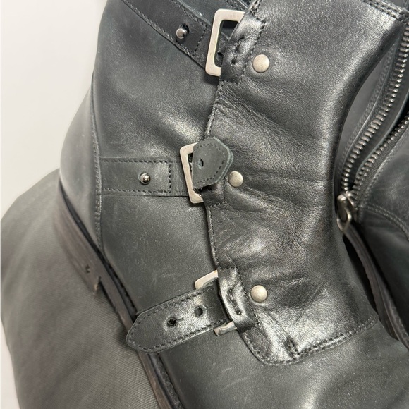 John Varvatos Black Leather Buckle Boots main image 6